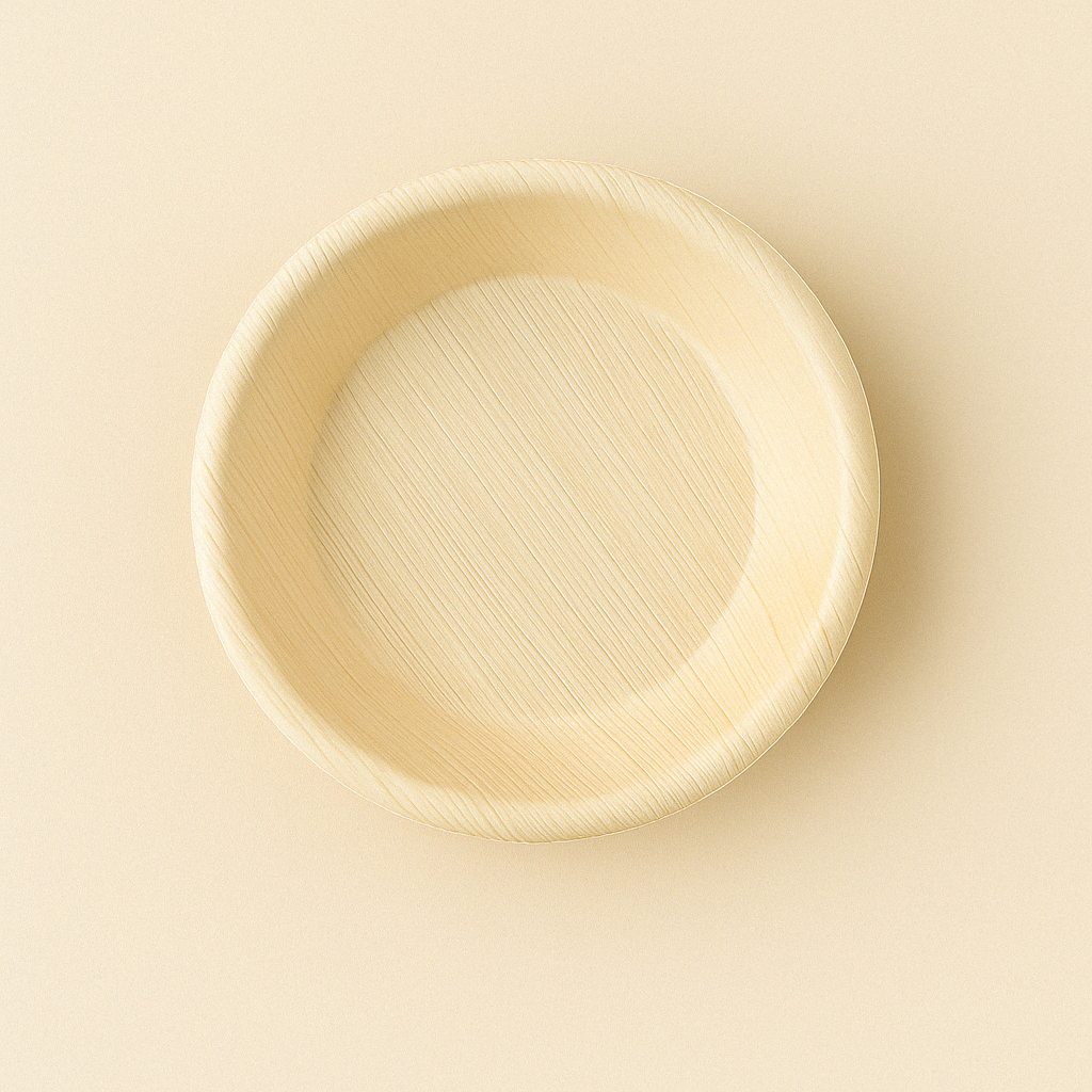 Sleek and sustainable, this 7-inch round palm plate is perfect for salads, light meals, or generous desserts. Crafted from palm trees, it offers a natural look with a sturdy feel—great for eco-conscious events and everyday use.