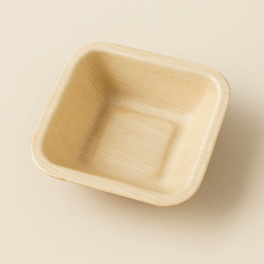 Modern and minimalist, this disposable square palm tree made bowl adds a stylish touch to any table setting. Crafted from palm trees, it’s durable, biodegradable, and perfect for serving sides, appetizers, or desserts. A smart, eco-conscious choice for events, takeout, or everyday use.